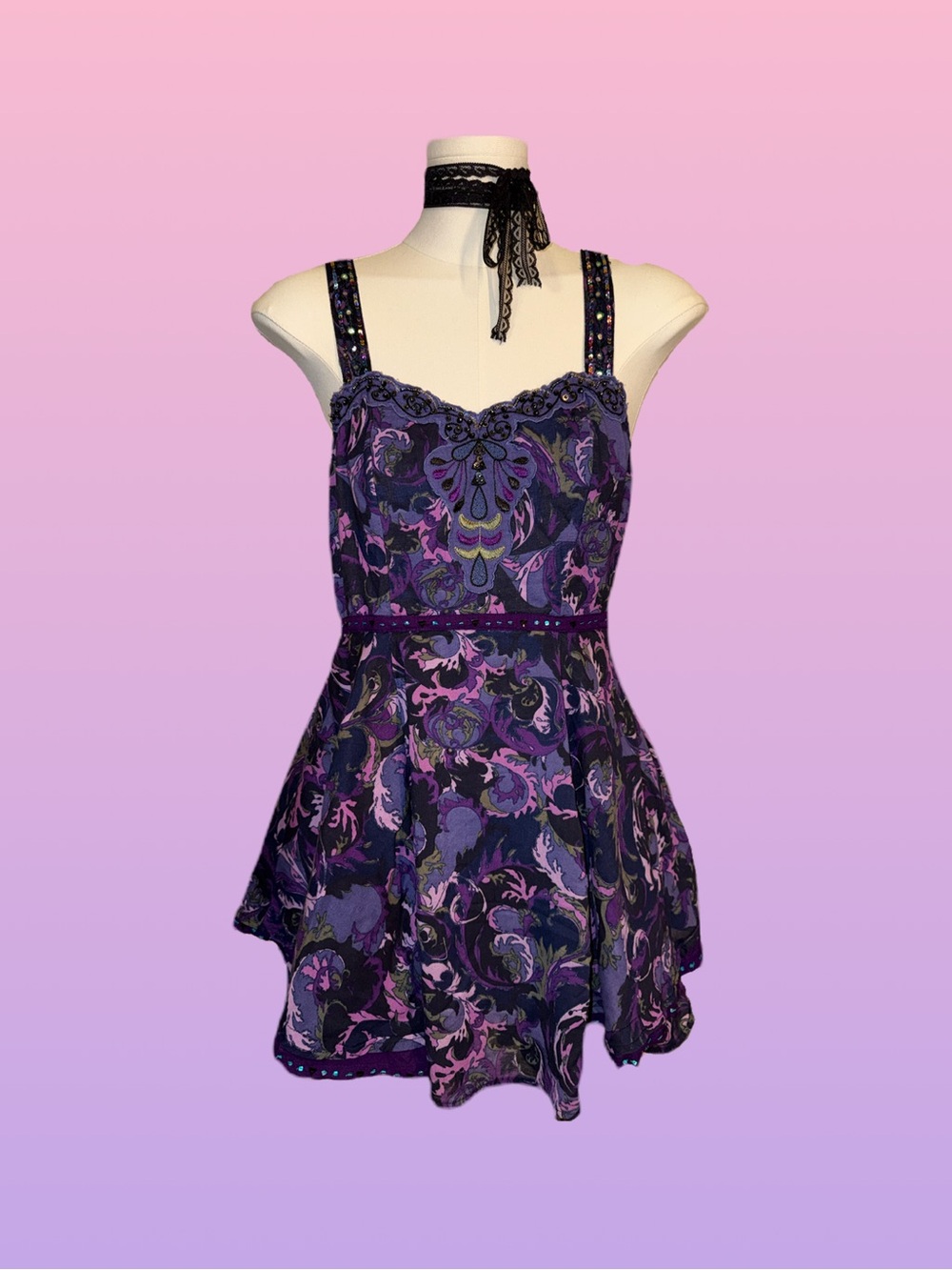 Free People Beaded Purple Mini Dress